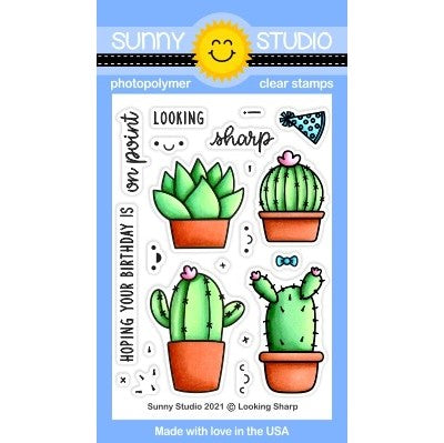 Sunny Studio Looking Sharp Cactus & Succulent 3x4 Clear Photopolymer Stamps SSCL-300