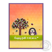 Sunny Studio Stamps Polka-dot Embossed Fall Hedgehog with Sunset Handmade Card by Anja (using Lots of Dots 6x6 Embossing Folder)