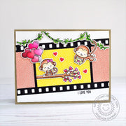 Sunny Studio Stamps Monkey Filmstrip Card (using Flirty Flowers 6x6 Paper Pad)