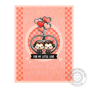 Sunny Studio Stamps Love Monkey Coral Gingham Valentine's Day Card