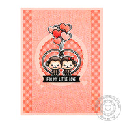 Sunny Studio Stamps Monkey Valentine's Day Card (using Flirty Flowers 6x6 Paper Pad)