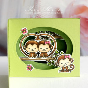 Sunny Studio Stamps Love Monkey Layered Pop-up Card by Karin