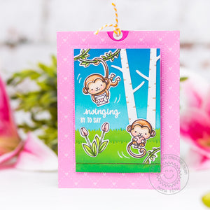 Sunny Studio Stamps Love Monkey Sliding Window Interactive Valentine's Day Card