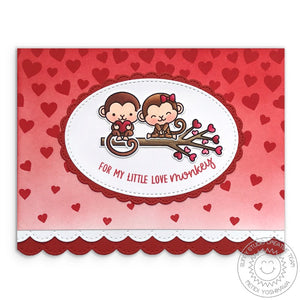 Sunny Studio Stamps Love Monkey Couple on Heart Tree Branch Valentine's Day Card