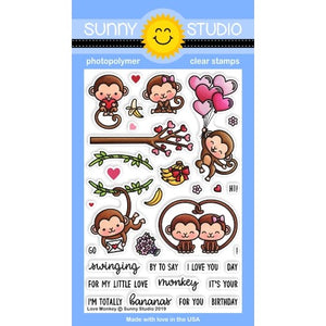 Sunny Studio Stamps Love Monkey 4x6 Photopolymer Clear Valentine's Day Stamp Set