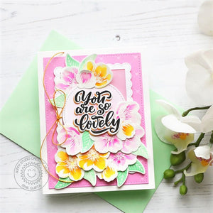 Sunny Studio You are so lovely Layered Watercolor Floral Flowers Card (using Lovey Dovey 4x6 Clear Sentiment Stamps)