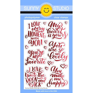 Sunny Studio Stamps Lovey Dovey 4x6 Clear Photopolymer Love Themed Sentiment Greetings Stamp Set