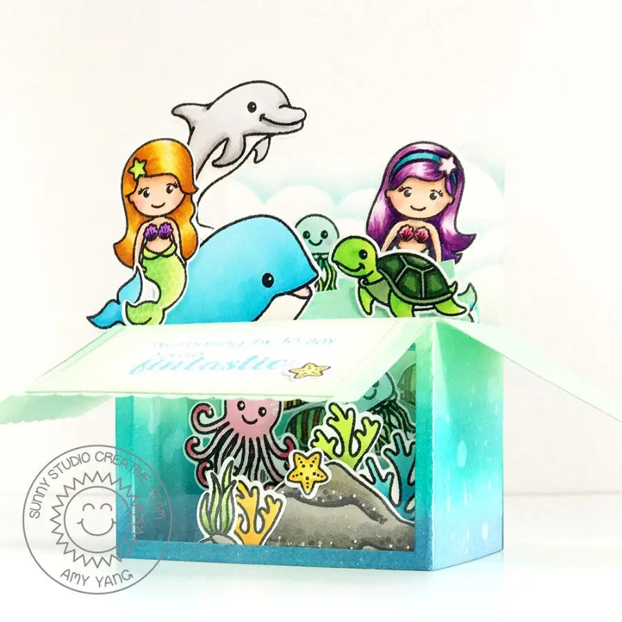 Sunny Studio Stamps Magical Mermaids Under The Sea Pop-up Box Card