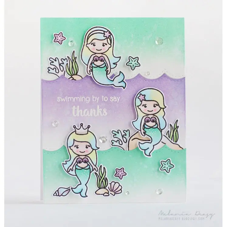 Sunny Studio Stamps Lavender & Aqua Magical Mermaid Card
