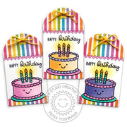 Sunny Studio Stamps Rainbow Striped Birthday Gift Tags (using Spring Sunburst 6x6 Paper Pack)