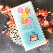 Sunny Studio Stamps Make A Wish Balloons & Birthday Cake Long Vertical Card