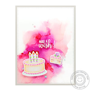 Sunny Studio Stamps Make A Wish Birthday Cake Watercolor Card