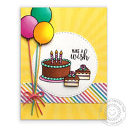 Sunny Studio Stamps Make A Wish Birthday Cake & Balloons Card (using Spring Sunburst 6x6 Patterned Paper Pack)