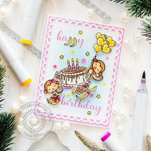 Sunny Studio Stamps Monkeys with Birthday Cake Card (using Make A Wish Stamps)