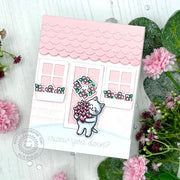 Sunny Studio Meow You Doin'? Kitty Cat Pink House Themed Punny Handmade Card (using Meow & Furever 4x6 Clear Stamps)