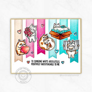 Sunny Studio To Someone Who's absolutely Positively Indispensable To Me Kitty Cat Love Themed Pennant Card (using Meow & Furever Stamps) 