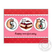 Sunny Studio Stamps Happy Anni-fur-sary Punny Cat Anniversary Scalloped Love card using Slimline Pennant Metal Cutting Dies