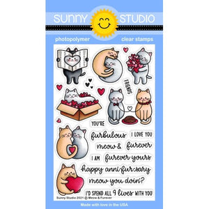 Sunny Studio Stamps Meow & Furever Cat Love Themed 4x6 Clear Photopolymer Stamp Set