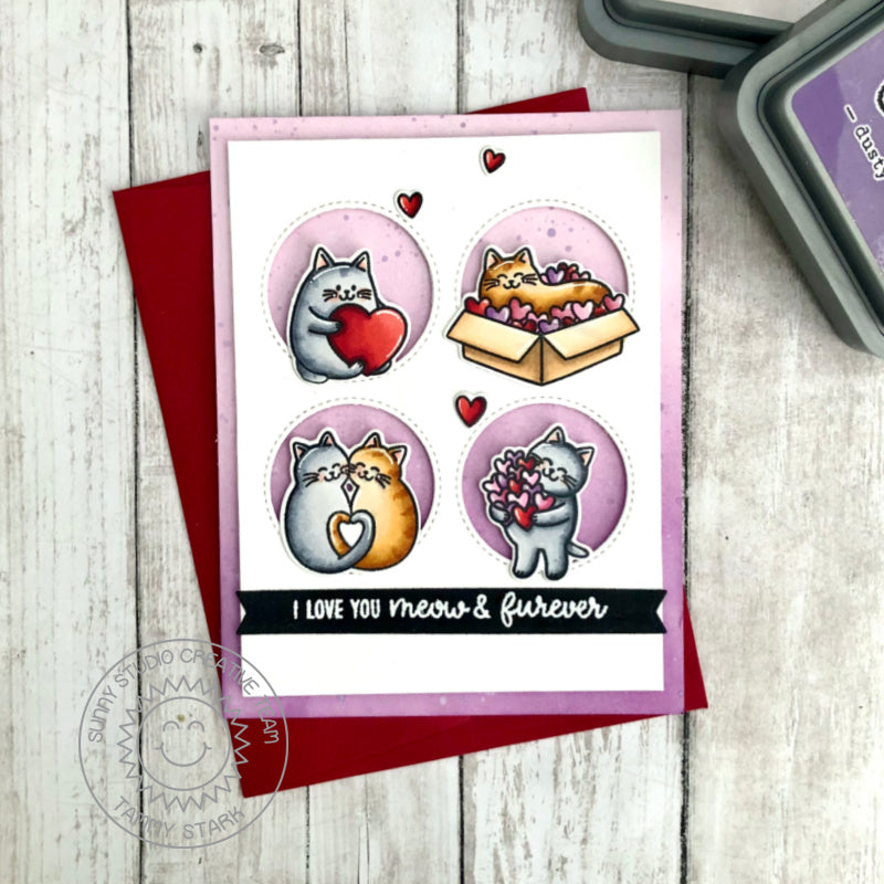 Sunny Studio I Love You Punny Kitty Cat Handmade Valentine's Day Card (using Meow & Furever 4x6 Clear Stamps)