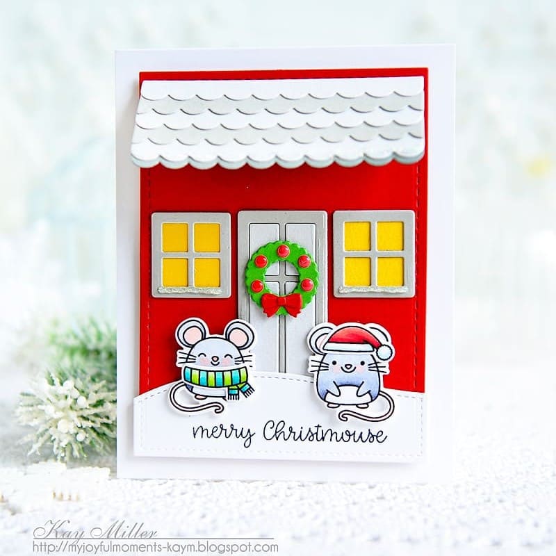 Sunny Studio Stamps Merry Christmouse Mouse House Holiday Christmas Card by Kay Miller (using Merry Mice Stamps)