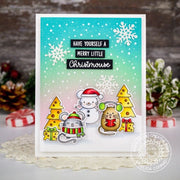 Sunny Studio Stamps Merry Mice Mouse with Cheese Tree & ink blended background Handmade Christmas Holiday Card by Angelica