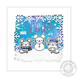 Sunny Studio Stamps Merry Mice Blue & Purple Winter Mouse Handmade Holiday Christmas Card by Anja
