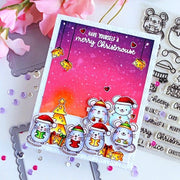 Sunny Studio Stamps Merry Mice Mouse Christmas Holiday Card with Sunset Sky and Hanging Cheese by Chitra