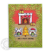Sunny Studio Stamps Merry Mice Holiday Scene Christmas Card (using Christmas Garland Frame Die)