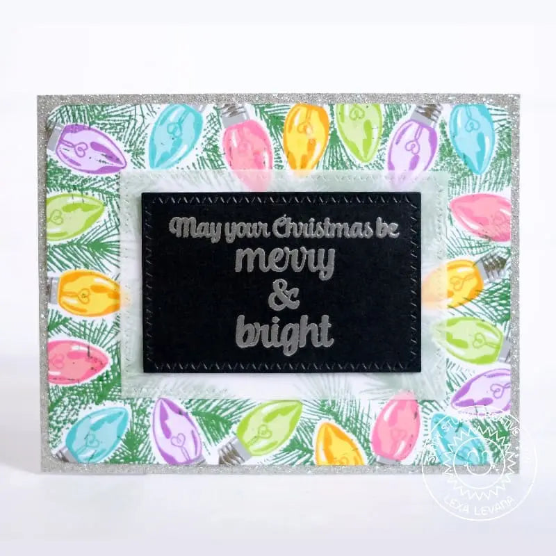 Sunny Studio May Your Christmas Be Merry & Bright Colorful Holiday Lights Card (using Merry Sentiments 3x4 Clear Stamps)