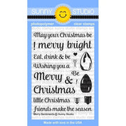 Sunny Studio Stamps Merry Sentiments 3x4 Christmas Lightbulb Photo-Polymer Clear Stamp Set