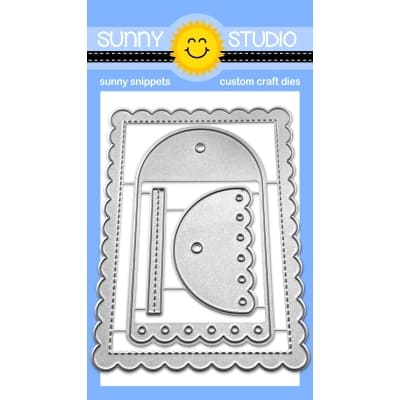Sunny Studio Stamps Mini Mat & Tag 1 Stitched Scalloped Rectangle Metal Cutting Dies