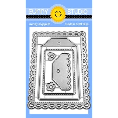Sunny Studio Stamps Mini Mat & Tag 3 Stitched Scalloped Rectangle Metal Cutting Dies