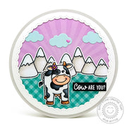 Sunny Studio Stamps Miss Moo Circular Circle Shaped Punny Cow Card