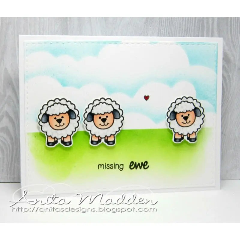 Sunny Studio Stamps Missing Ewe Sheep Trio Card by Anita Madden