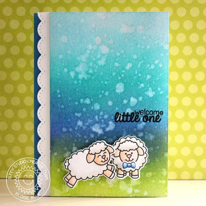 Sunny Studio Stamps Missing Ewe Little One Blue Baby Boy Card