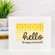 Sunny Studio Stamps Embossed Clean and Simple CAS Hello Handmade Card by Angelica (using Moroccan Circles 6x6 Embossing Folder)