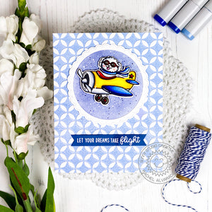 Sunny Studio Stamps Plane Awesome Animal Flying in Airplane Embossed Handmade Card by Rachel