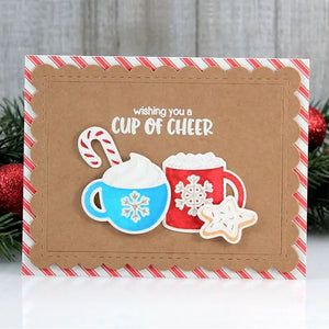 Sunny Studio Wishing You A Cup of Cheer Hot Chocolate Kraft Christmas Card (using Mug Hugs 4x6 Clear Stamps)
