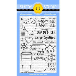 Sunny Studio Stamps Mug Hugs 4x6 Coffee, Hot Cocoa & Latte Photo-Polymer Clear Stamp Set