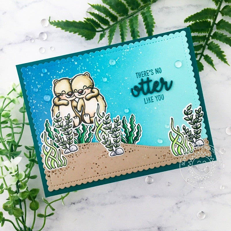 Sunny Studio There's No Otter Like You Sea Otters Under Water Scene Card (using My Otter Half 3x4 Clear Stamps)