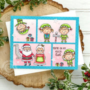 Sunny Studio Santa, Mrs. Claus & Elves Elf You're on my Nice List Holiday Christmas Card (using North Pole 4x6 Clear Stamps)