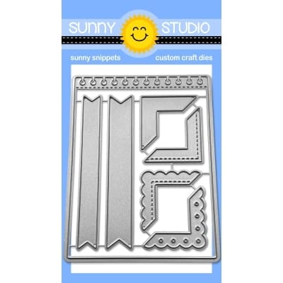 Sunny Studio Stamps Notebook Photo Corners & Sentiment Strips Metal Cutting Dies SSDIE-309