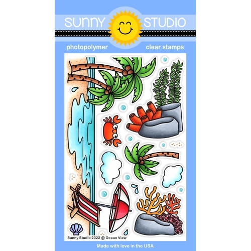 Sunny Studio Stamps Ocean View 4x6 Beach Scenes Clear Photopolymer Stamps