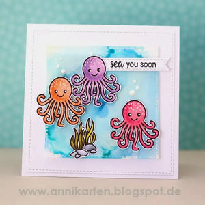 Sunny Studio Stamps Oceans of Joy Octopus Sea You Soon Card
