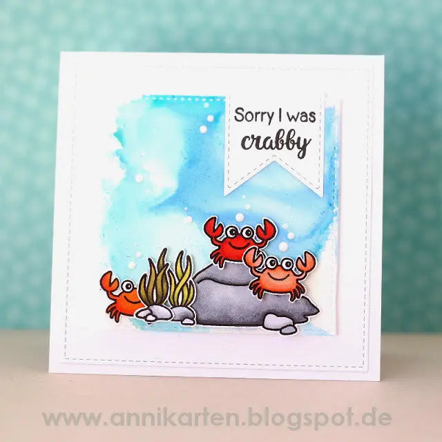 Sunny Studio Stamps Oceans of Joy Sorry I Was Crabby Crab Card
