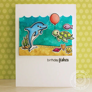 Sunny Studio Stamps A Bird's Life Oceans of Joy Dolphin & Sea Turtle Birthday Card
