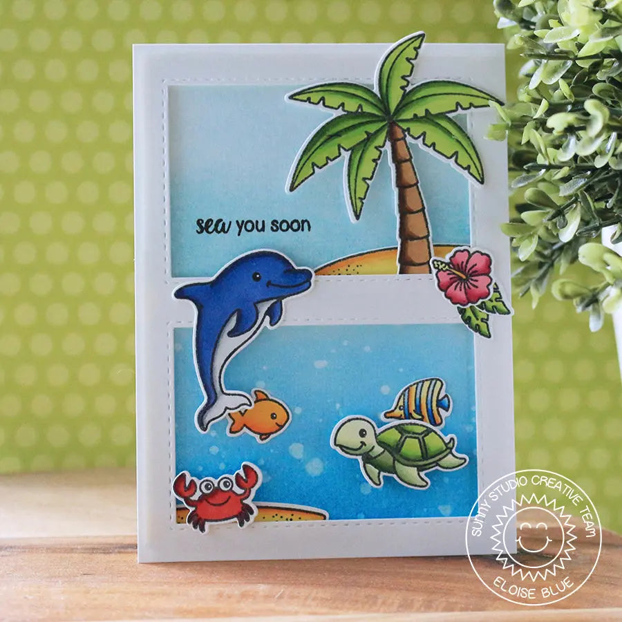 Sunny Studio Stamps Oceans of Joy Under the Sea Shaker Card by Eloise Blue
