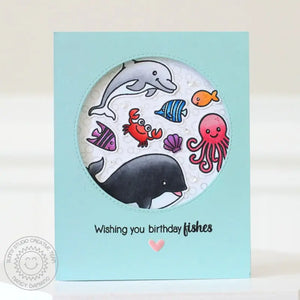Sunny Studio Stamps Oceans of Joy Porthole Birthday Fishes Card