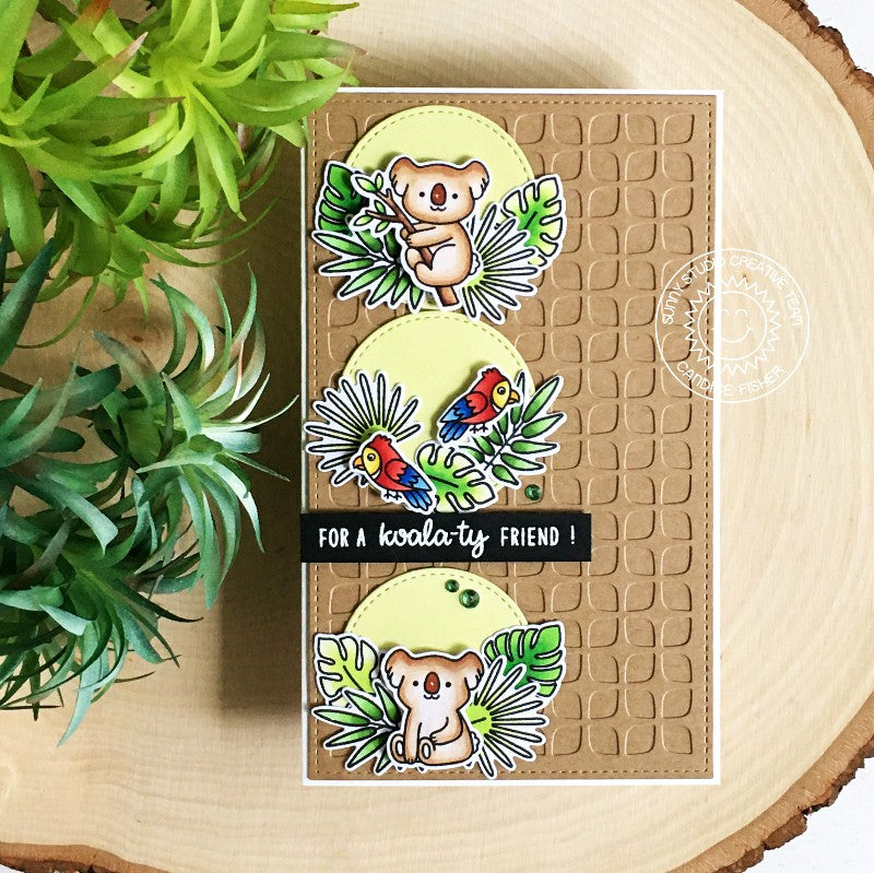 Sunny Studio Stamps For a Koala-ty Friend Punny Koala Bear Kraft Paper Jungle Card (using Frilly Frames Retro Petals Dies)