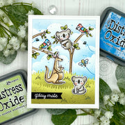 Sunny Studio Koala in Tree with Kangaroo & Parrots G'day Mate Card (using Outback Critters 4x6 Clear Stamps)